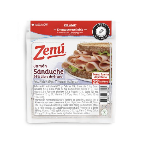 Jamon Sanduche ZENU x 450 g