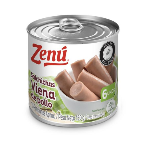 Salchicha Viena ZENU de pollo. x 150 g
