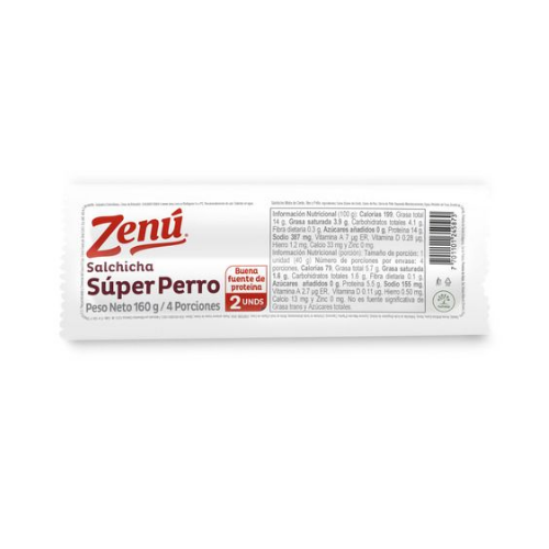 Salchicha Super Perro ZENU x 160 g