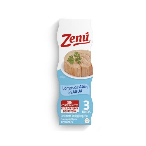 3 Lomo Atun ZENU en aceite de oliva x80g