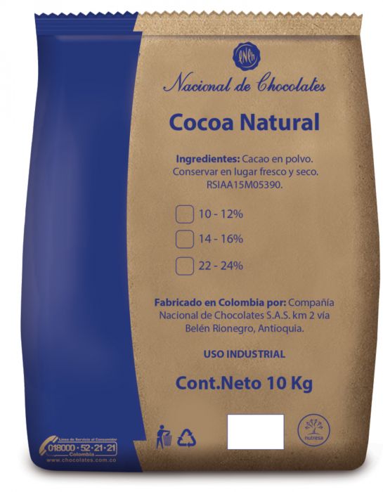 Cocoa Natural 10/12% Sin Azúcar X 10 Kg