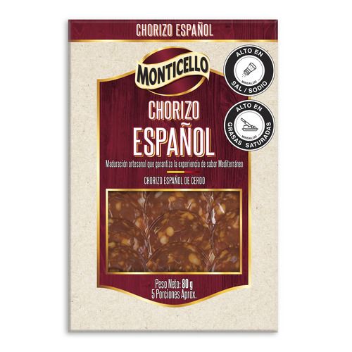 Chorizo Español De Cerdo Miticello X 80gr