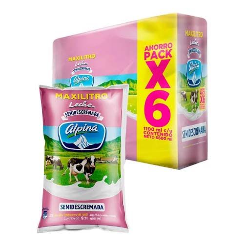 Leche Semidescremada Fibra 1.1Lt X 6 unidades