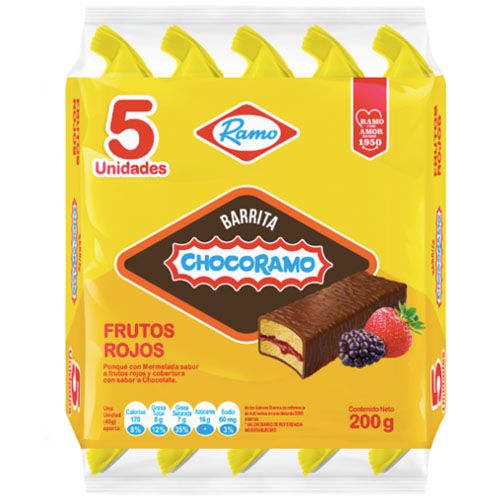 Ponque barrita Choco RAMO 40gr x 5un