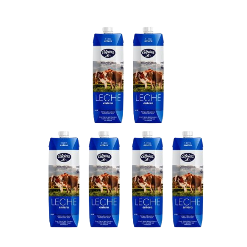 Leche ALPINA entera hierro de 1L x 6